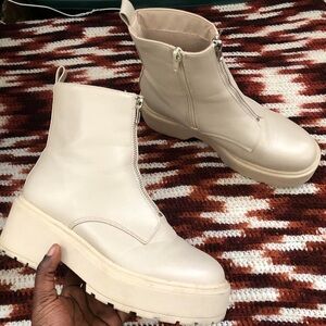 Chunky Platform Lug sole grunge ankle combat chelsea boots booties zipper front